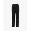 Victoria Beckham Womens Straight-leg Satin-trim Woven Trousers Black In Black