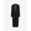 Victoria Beckham Womens Black Tailored Double-belted Wool-blend Coat In Black