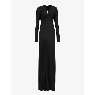 Victoria Beckham Womens Black Twist-front Cut-out Stretch-woven Maxi Dress