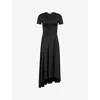 Victoria Beckham Womens  Zip-front Short-sleeve Stretch-jersey Midi Dress In Black