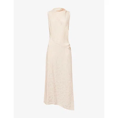 Victoria Beckham Womens Blossom Floral Jacquard Sleeveless Twist Satin Midi Dress In Pink