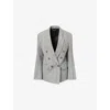 Victoria Beckham Womens Blue Grey Multi Tailored Double-breasted Wool Jacket In Gray