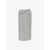 Victoria Beckham Checked Virgin Wool Midi Skirt In Gray