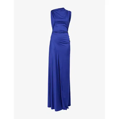 Victoria Beckham Womens  Sleeveless Draped Stretch-jersey Maxi Dress In Blue