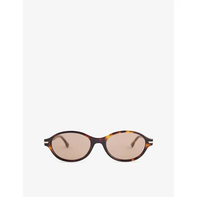 Victoria Beckham Womens Brown Oval Acetate Sunglasses