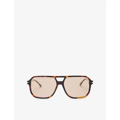 Victoria Beckham Womens Brown Square-frame Double-bridge Acetate Sunglasses