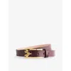 Victoria Beckham Womens Curved Side Leather Belt Burgundy In Brown