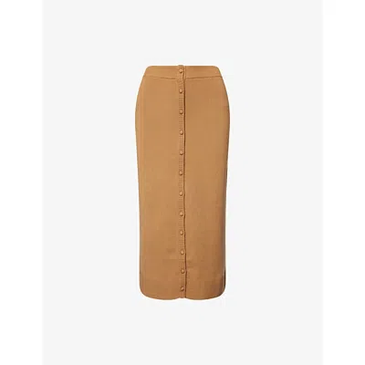 Victoria Beckham Womens  Button-up Knitted Merino Wool-blend Midi Skirt