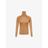 Victoria Beckham Womens Camel Turtleneck Raglan-sleeves Wool Jumper Xs In Orange