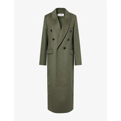 Victoria Beckham Womens Catriona Longline Wool-blend Coat Marsh Green