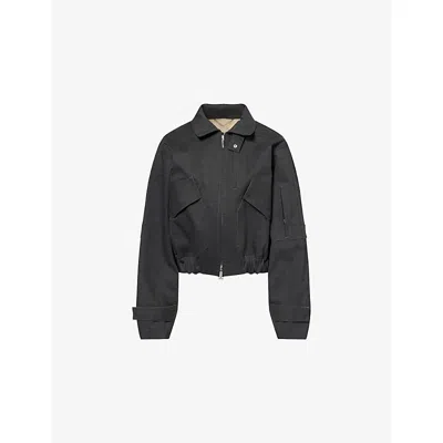 Victoria Beckham Womens  X Macintosh Cropped Cotton Bomber Jacket In Black