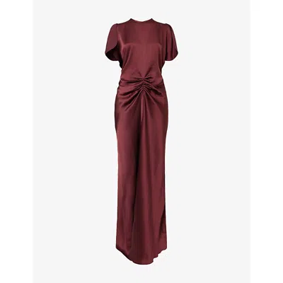 Victoria Beckham Womens Cinnabar Red Isabella Satin Gown In Burgundy