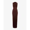 Victoria Beckham Womens Coco Twisted Sleeveless Stretch-woven Maxi Dress In Brown