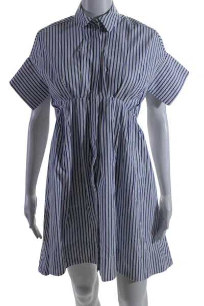 Victoria Beckham Womens Collared Short Sleeve Button Down Dress White