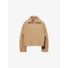 Victoria Beckham Womens Dark Camel Oversized Roll-collar Wool Bomber Jacket In Brown
