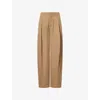 Victoria Beckham Womens Dark Camel Sculptural Tapered-leg Wool Trousers In Brown