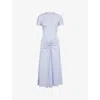 Victoria Beckham Womens Gathered Short-sleeve Stretch-woven Midi Dress Delphinium In White