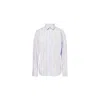 Victoria Beckham Womens Delphinium Ss Orange Striped Long-sleeves Cotton-poplin Shirt In Blue