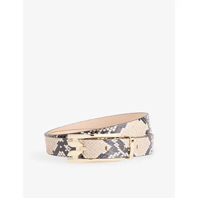 Victoria Beckham Womens Dorian Pin-buckle Leather Belt Natural Brown