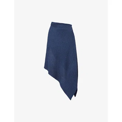 Victoria Beckham Womens  Draped Asymmetric Stretch-cotton Midi Skirt In Blue