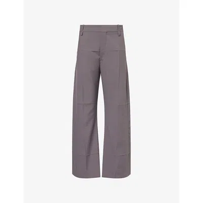 Victoria Beckham Womens Flint Pressed-pleat Straight-leg Wool-blend Trousers In Gray