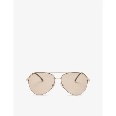Victoria Beckham Womens Gold Pilot-frame Metal Sunglasses In Pink