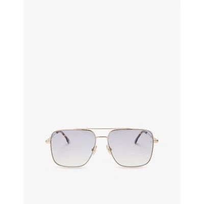 Victoria Beckham Womens Gold Square-frame Double-bridge Metal Sunglasses