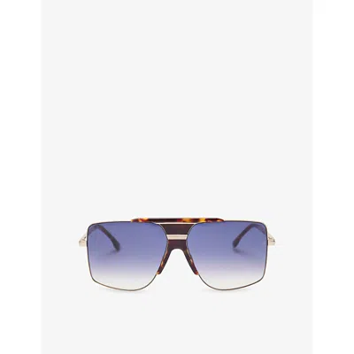 Victoria Beckham Womens Gold Vb Oversi Metal Frame In Blue