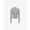 Victoria Beckham Fitted Ribbed Knit Sweater With Subtle V-neckline In Gray