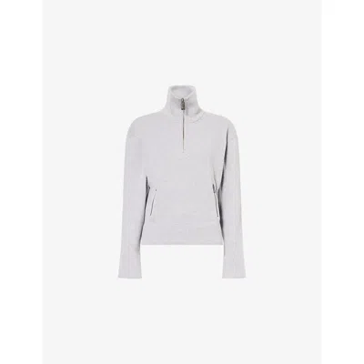 Victoria Beckham Womens Milano Half-zip Wool Knit Jumper Grey Marl Xs In Gray