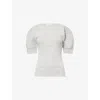 Victoria Beckham Womens Grey Marl Ribbed Short-sleeves Stretch-cotton Top In Gray