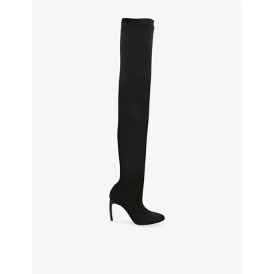 Victoria Beckham Womens Harlow 100 Suede Thigh-high Boots Black Eur 39 / 6 Uk