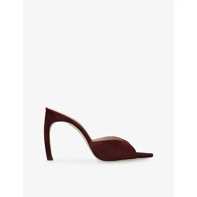 Victoria Beckham Womens Harlow Open-toe Suede Heeled Sandals Wine Eur 40 / 7 Uk