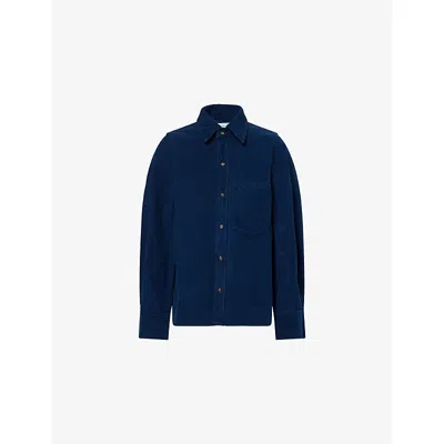 VICTORIA BECKHAM WOMENS LONG-SLEEVE SLIM-FIT COTTON-CORDUROY SHIRT INDIGO GARMENT DYE
