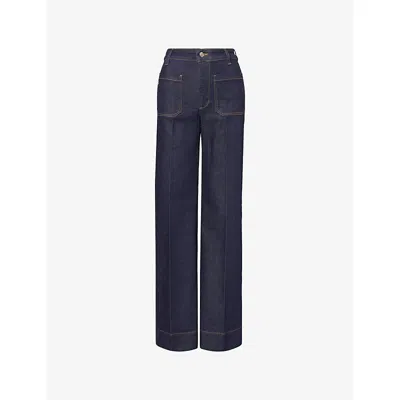 Victoria Beckham Womens Indigo Rinse Alina High-rise Wide-leg Cotton Denim Jeans In Blue