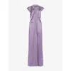 Victoria Beckham Womens Draped Asymmetric Crepe Maxi Dress Iris In Iris
