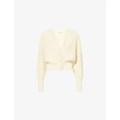 Victoria Beckham Womens  Cropped Relaxed-fit Cotton-blend Cardigan In Yellow