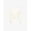 Victoria Beckham Womens Wide-neck Knitted Stretch Cotton And Silk Jumper Ivory Xl