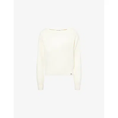 Victoria Beckham Womens Wide-neck Knitted Stretch Cotton And Silk Jumper Ivory Xl