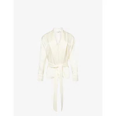 VICTORIA BECKHAM WOMENS VICTORIA BECKHAM WRAP BELTED WOVEN BLOUSE