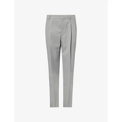 Victoria Beckham Womens Pleated Straight-leg Wool And Cashmere Trousers Light Grey Melange In Gray