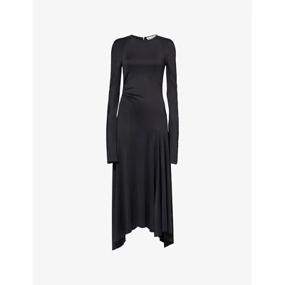 VICTORIA BECKHAM WOMENS BLACK LONG-SLEEVE JERSEY MIDI DRESS