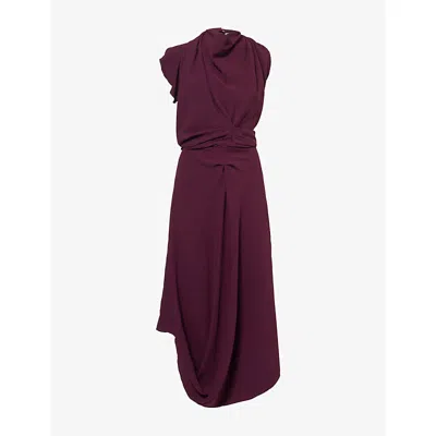 Victoria Beckham Womens Merlot Backless Scarf Fluid-cady Midi Dress In Burgundy