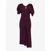 Victoria Beckham Womens Merlot Regular-fit V-neck Stretch-woven Midi Dress In Burgundy