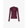 Victoria Beckham Womens Merlot Twist Long-sleeves Stretch-woven Top In Burgundy