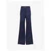 Victoria Beckham Womens Navy Alina Flared-leg Suede Trousers In Blue