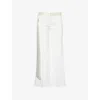Shop Victoria Beckham Womens Ivory New Gigi Two-slip-pockets Wide-leg Mid-rise Woven-blend Trousers