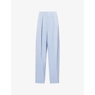 Victoria Beckham Womens Ocean Mist Pleated Tailored Woven Trousers In Blue