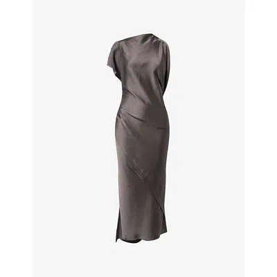 Victoria Beckham Womens Ore Sleeveless Draped Satin Maxi Gown In Black