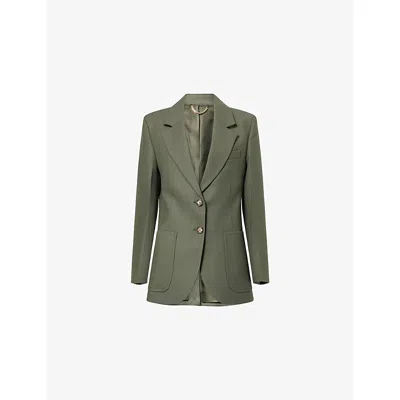 VICTORIA BECKHAM WOMENS OREGANO NOTCH-LAPELS SLIM-FIT STRETCH-WOVEN BLAZER